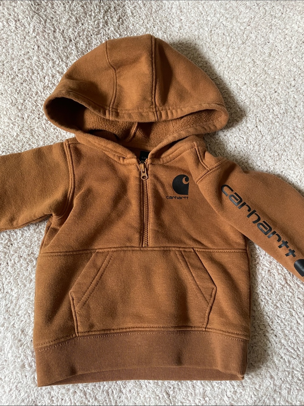 Carhartt Toddler Half-Zip Hoodie in Brown